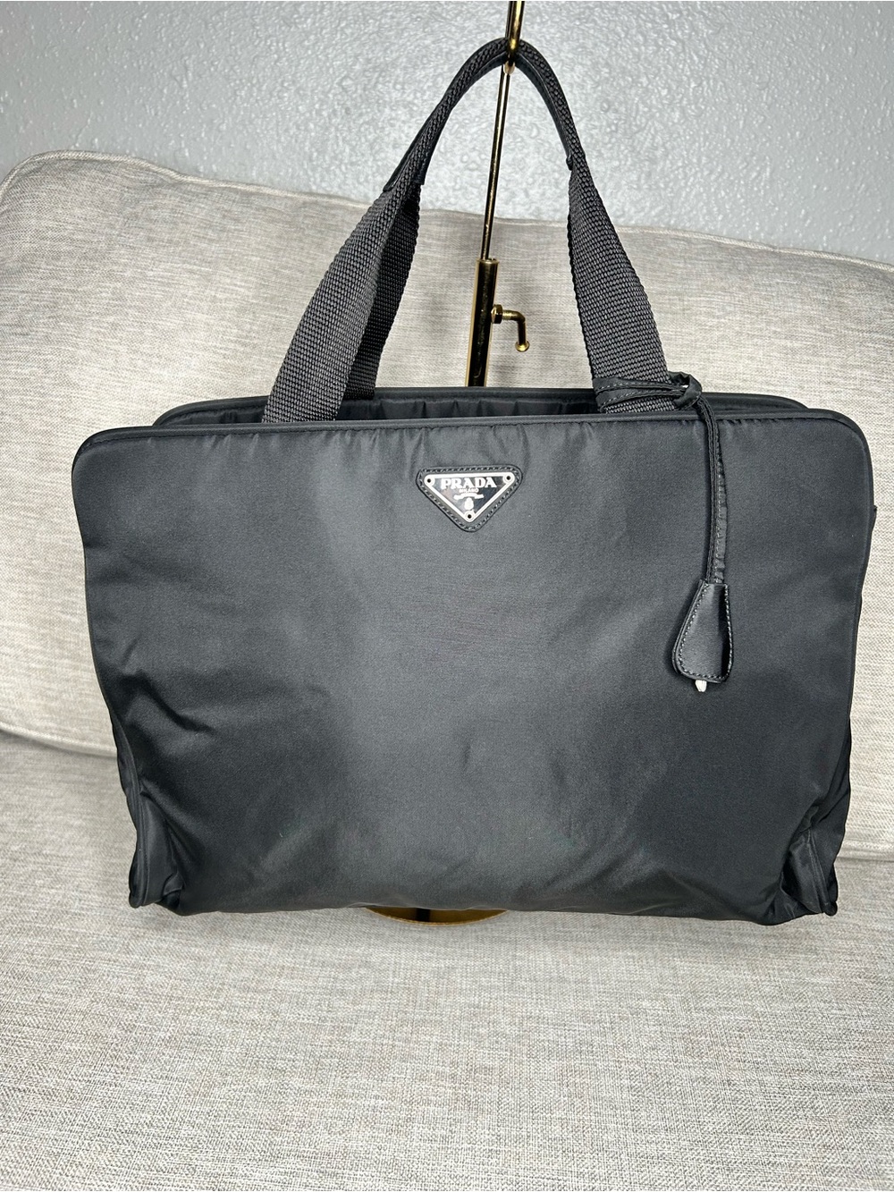 Prada Black Nylon Laptop Bag with Top Handles